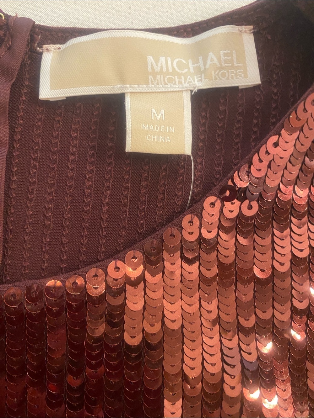 Michael Kors Women’s Sequin Long Bell Sleeve Party Metallic Mini Dress new M - Picture 14 of 16